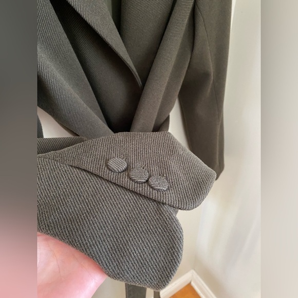 Good American Twill Tie Waist Belted Blazer Dark Green Size 4XL Academia Preppy - Picture 8 of 14